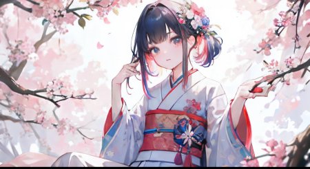 Девушка в кимоно арт