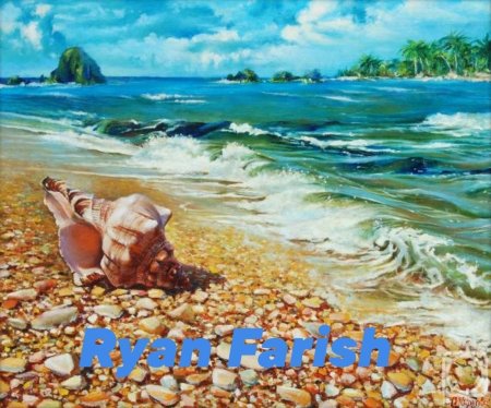 Ракушки на берегу моря живопись