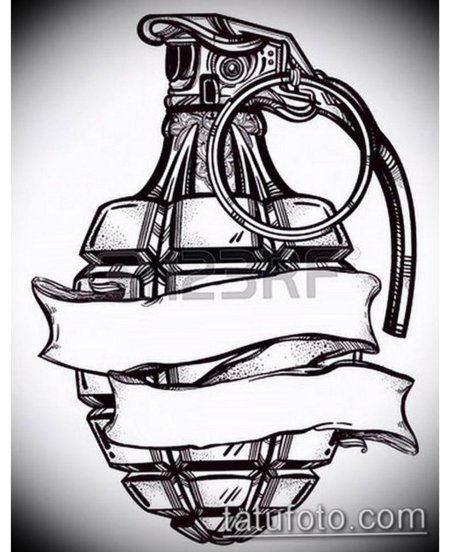 Эскиз гранаты тату