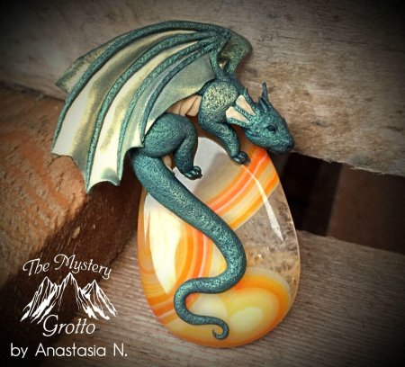 Зелёный дракон из полимерной глины