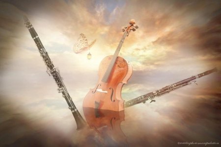 Скрипка на фоне неба