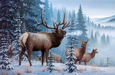 Пейзаж с оленем