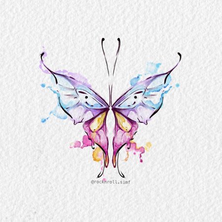 Тату бабочка акварель