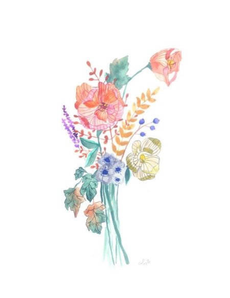 Акварельные букеты цветов