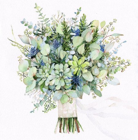 Свадебный букет акварель
