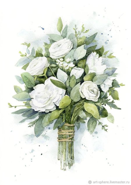 Белый букет картина