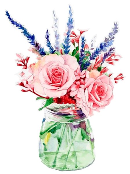 Цветы в вазе акварелью