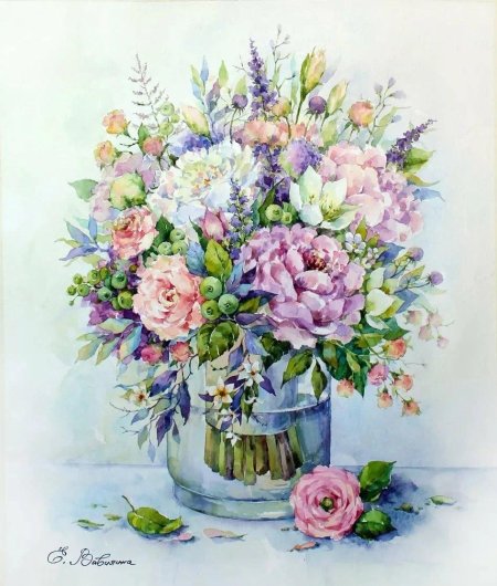 Елена Вавилина цветы акварель