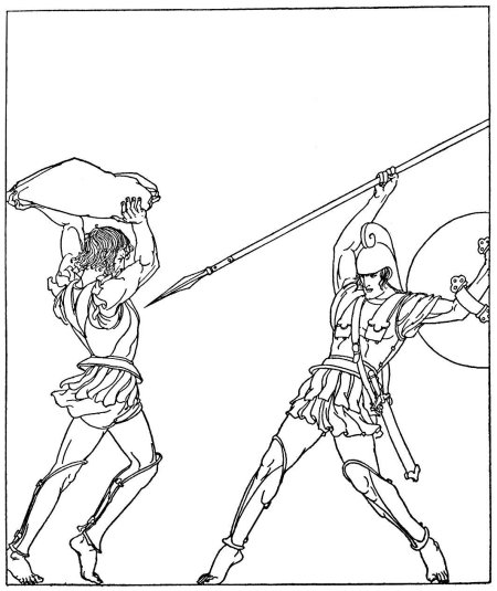 Битва Гектора и Ахиллеса раскраска