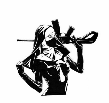 Монашка с автоматом эскиз