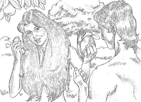 Изгнание Адама и Евы раскраска