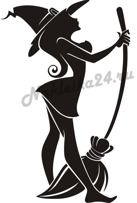 Наклейка на авто ведьма метле