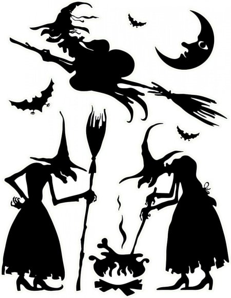 Силуэт ведьмы на метле