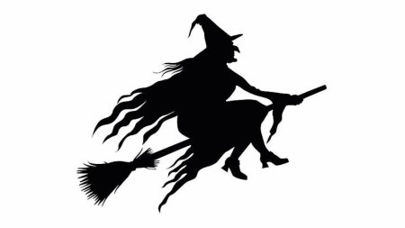 Трафарет ведьма на метле