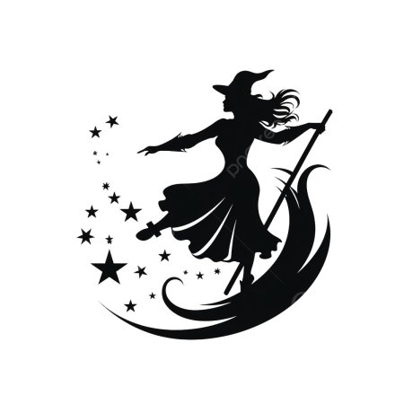 Наклейка на автомобиль силуэт ведьмы метле