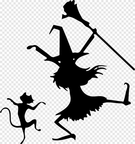 Трафарет ведьма на метле