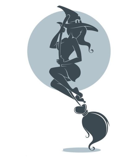 Наклейка ведьма на метле