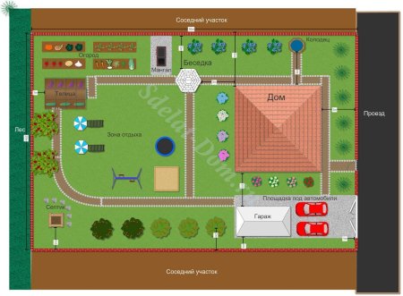 Схема расположения построек на земельном участке 15 соток
