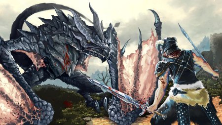 Скайрим дракон и Довакин