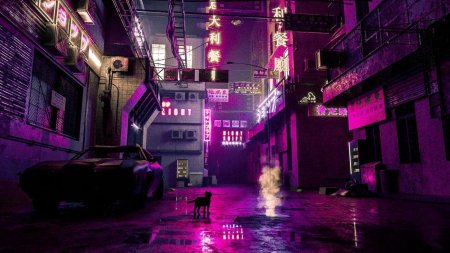 Город Найт Сити Cyberpunk 2077 неон