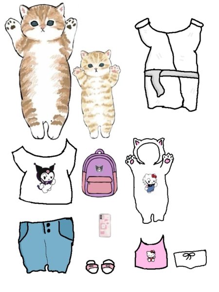 Бумажные котики с одеждой