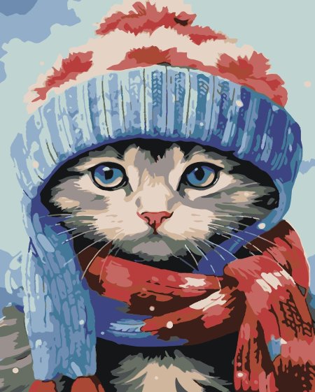 Кот в шапке рисунок