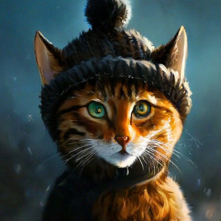 Котик в шапочке