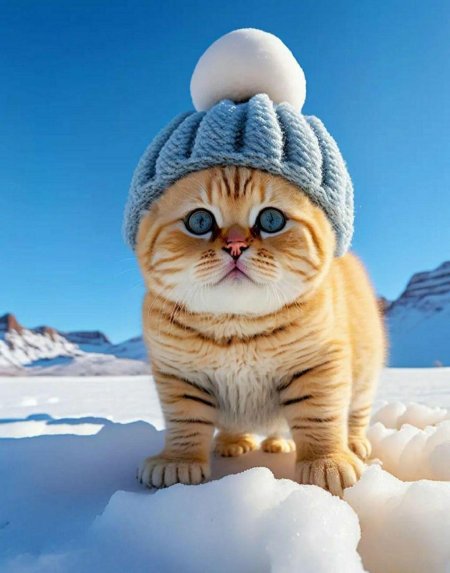 Котик в шапочке