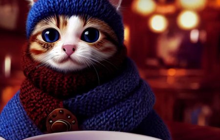 Котик в шапочке