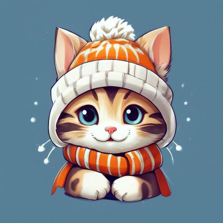 Кот в шапке рисунок