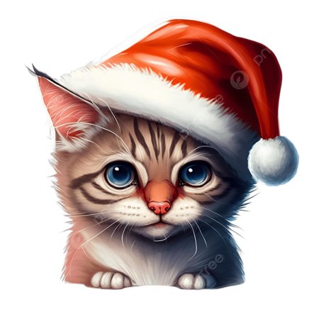 Кот в новогодней шапочке