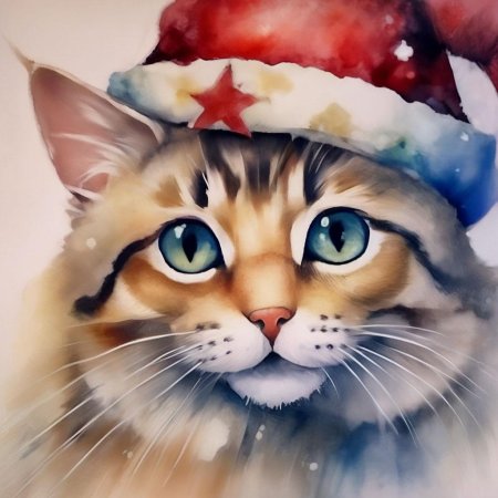 Коты в новогодних шапках