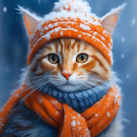 Рыжий кот в шапке