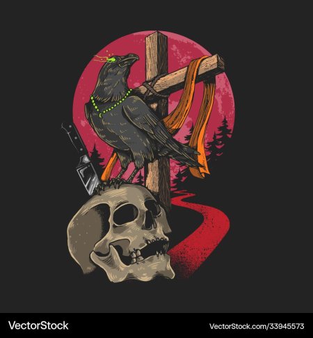 Ворон на черепе