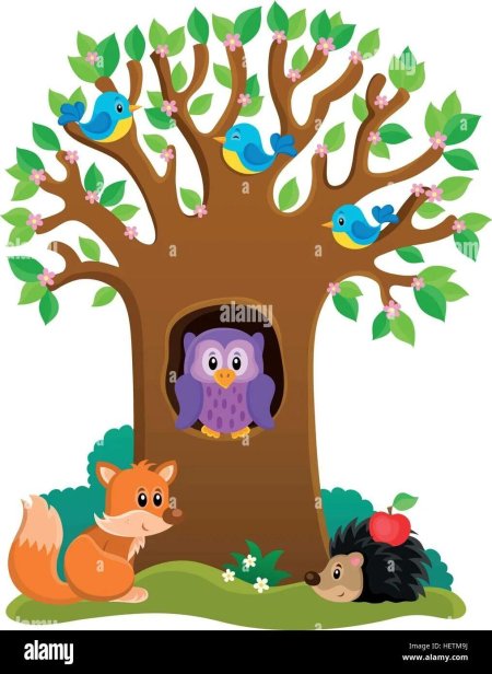 Дерево с дуплом вектор