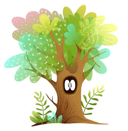 Акварельные сказочные деревья для детей