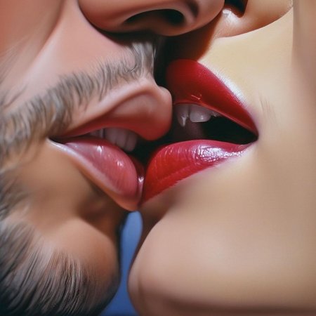 Поцелуй крупным планом