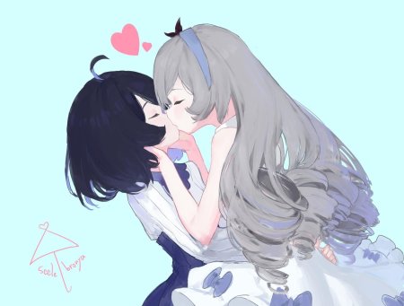 Две девушки аниме целуются