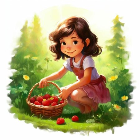 Дети собирают ягоды