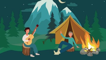 Палатка костер гитара