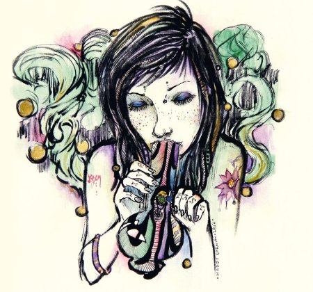 Девушка с бонгом арт