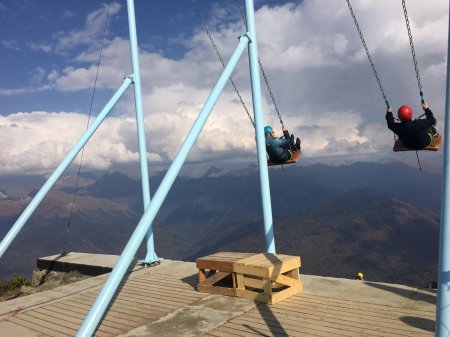 Качели над пропастью в Сочи роза Хутор