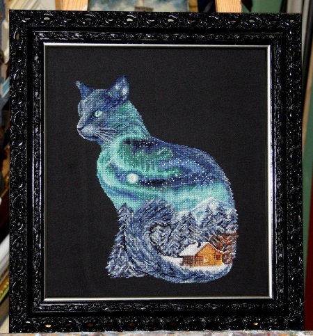 Кошка ночь вышивка