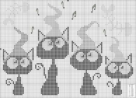 Монохромная вышивка кошки