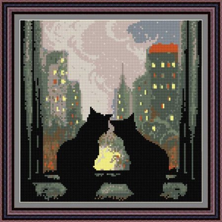 Ночной кот вышивка