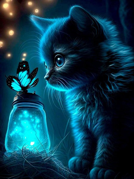 Алмазная живопись "Ведьмин котенок"