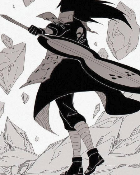 Мадара Учиха черно белый