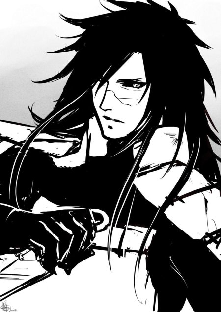 Учиха Мадара арт чб