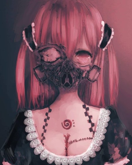 Девушка в маске арт