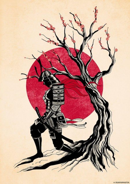 Эскиз тату Самурай харакири